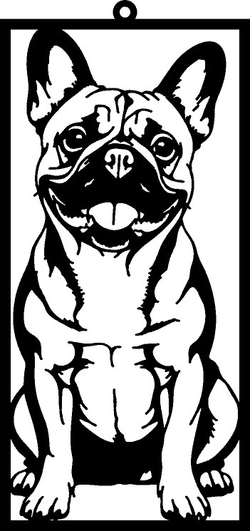 Framed French Bulldog wall piece with hanging loop