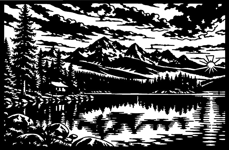 Mountain lake full-scene wall panel